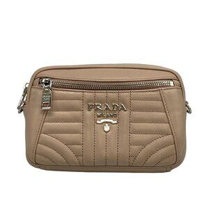 Auth PRADA - 1BL006 Pink Beige Leather Bum Bag